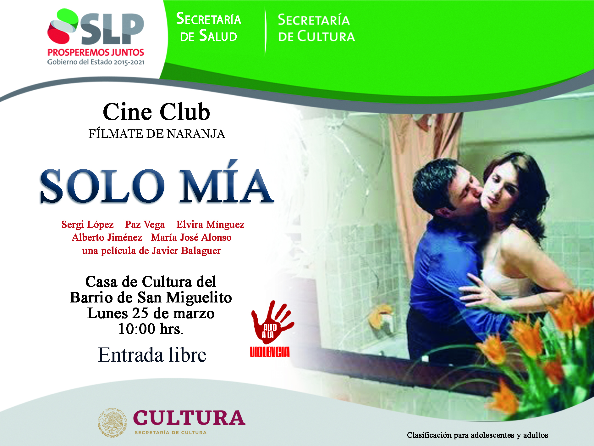 Cine Club “Fílmate de naranja” en Casas de la Cultura de San Luis Potosí